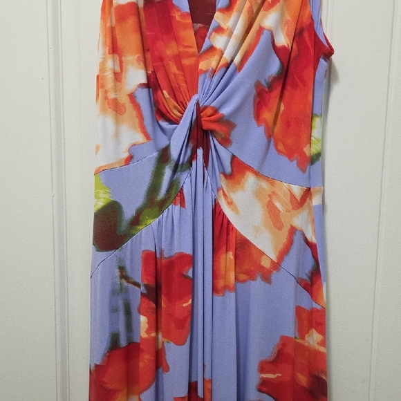 Calvin Klein Floral Print Midi Dress - Blue and Red - Picture 4 of 7